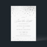 Reserve A Data Casamento Faux Silver Foil Confetti Dots<br><div class="desc">Adicione um pouco de luxo e faísca ao seu anúncio de casamento com este espantoso Faux Silver Foil Confetti Salve o Cartão de Data. Apresentando um belo design de confete com sotaques elegantes de folha prateada. O guião delicado e fluente complementa perfeitamente os detalhes espumantes, criando um anúncio de casamento...</div>