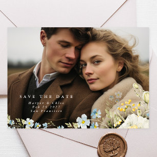 Reserve A Data Casamento Flor Silvestre Boho Simples Elegante