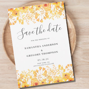 Reserve A Data Casamento Floral Amarelo
