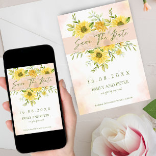 Reserve A Data Casamento Floral Amarelo de Girassol Amarelo