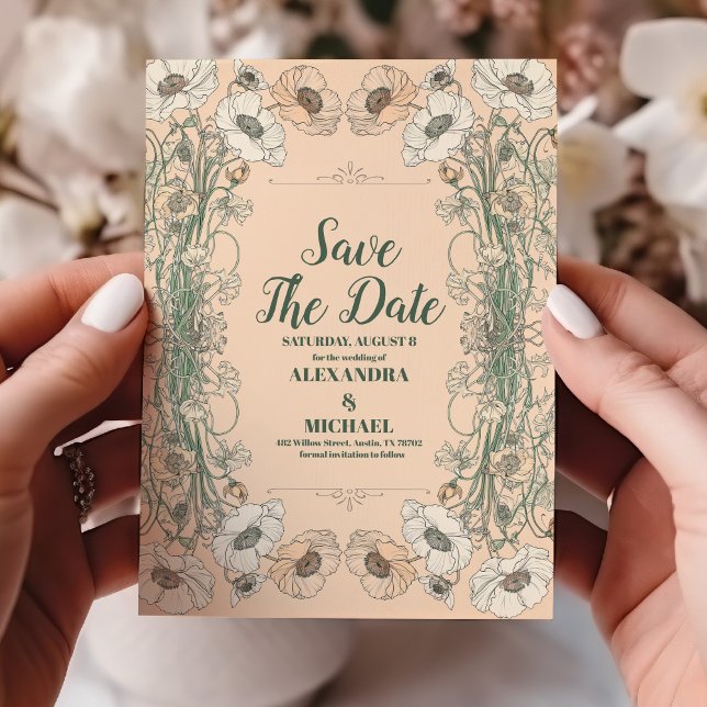 Reserve A Data Casamento Floral Art Nouveau (Criador carregado)