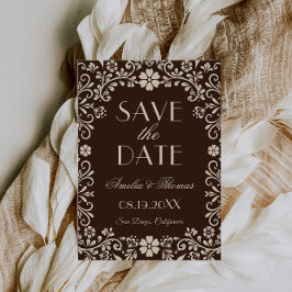 Reserve A Data Casamento Floral Atemporal Marrom