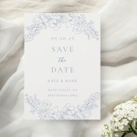 Casamento Floral Azul Delicado Salve a Data