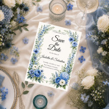 Casamento Floral Azul Elegante e Empolado