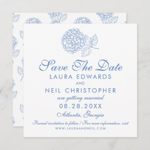 Reserve A Data Casamento Floral Azul Moderno Hydrangea Dusty