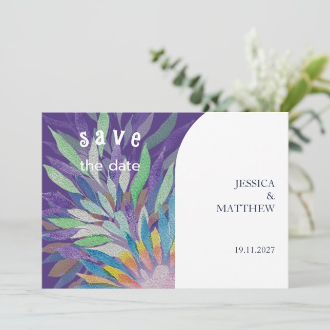 Reserve A Data Casamento Floral Bela Boho Purple (Em pé/Frente)