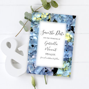 Reserve A Data Casamento Floral Blue Hydrangea Salvar a Data