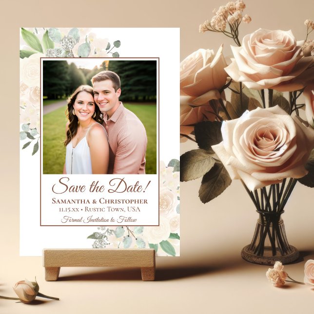 Reserve A Data Casamento Floral Boho Blush Champagne Foto (Criador carregado)
