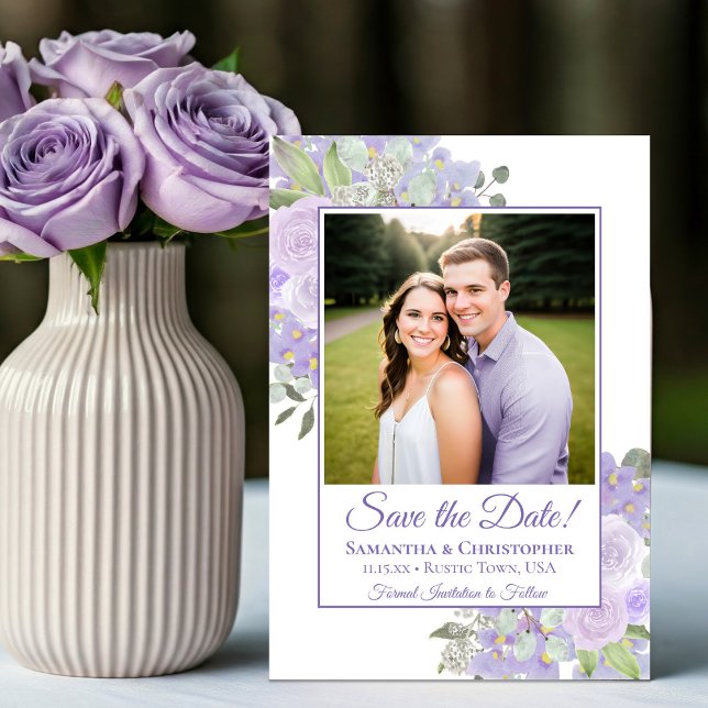 Reserve A Data Casamento Floral Boho Chic com Foto em Aquarela La (Criador carregado)