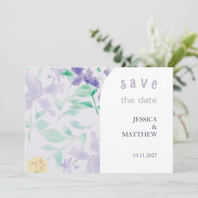 Reserve A Data Casamento Floral Boho Lilac (Em pé/Frente)