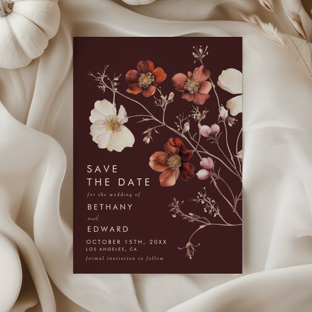Reserve A Data Casamento Floral Boho Outono (Criador carregado)