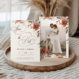 Reserve A Data Casamento Floral Boho Outono Elegante Roteiro & Fo