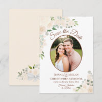 Casamento Floral Boho Oval Foto Champanhe Pêssego