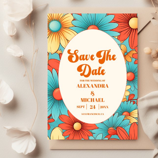Reserve A Data Casamento Floral Boho Retro (Criador carregado)