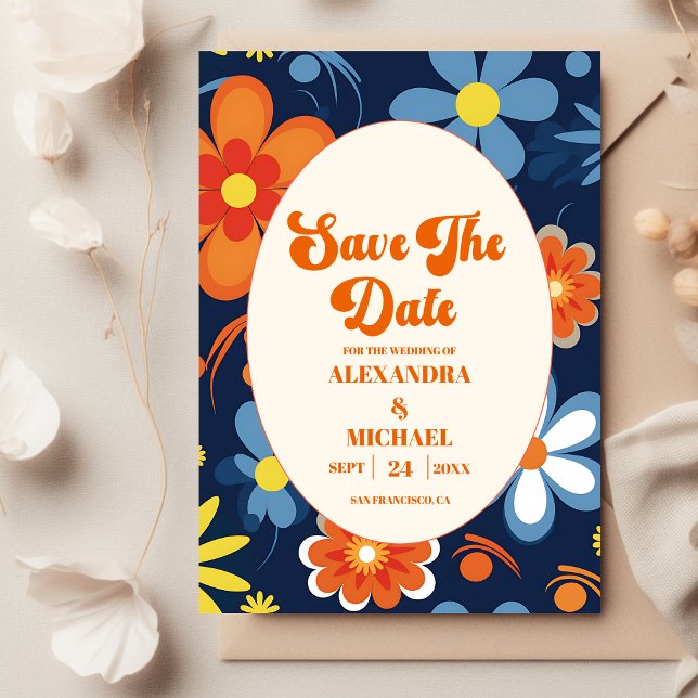 Reserve A Data Casamento Floral Boho Retro (Criador carregado)