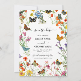 Reserve A Data Casamento Floral Borboletas Flores Aquarela