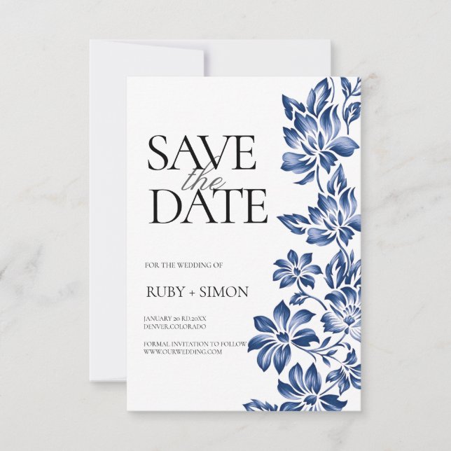Reserve A Data Casamento Floral Botânico Elegante (Frente)