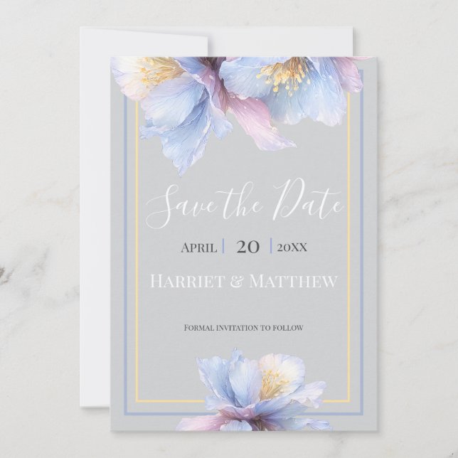 Reserve A Data Casamento Floral Botânico Pastel Artístico (Frente)