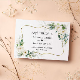 Reserve A Data Casamento Floral Branco com Vegetação Aéria em Aqu