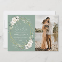Casamento floral branco e dourado Salve a data
