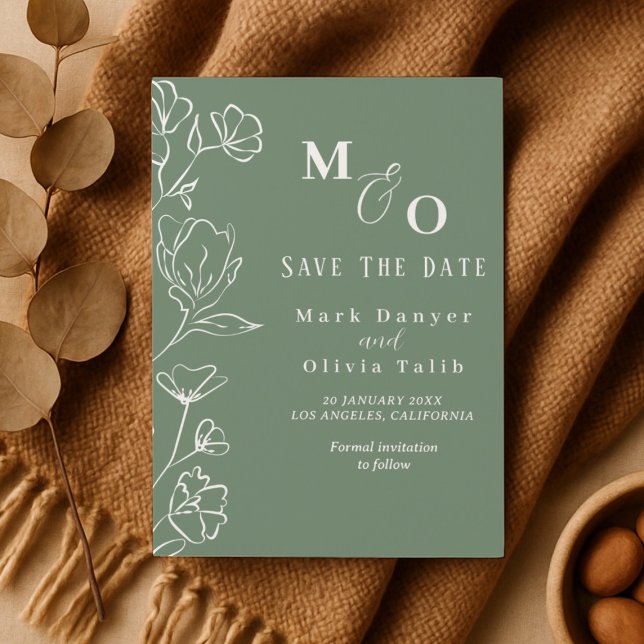 Reserve A Data Casamento Floral Branco Elegante (Criador carregado)