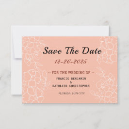 Reserve A Data Casamento Floral Branco Moderno Coral