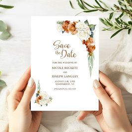 Reserve A Data Casamento Floral Branco Queimado Salve a Data