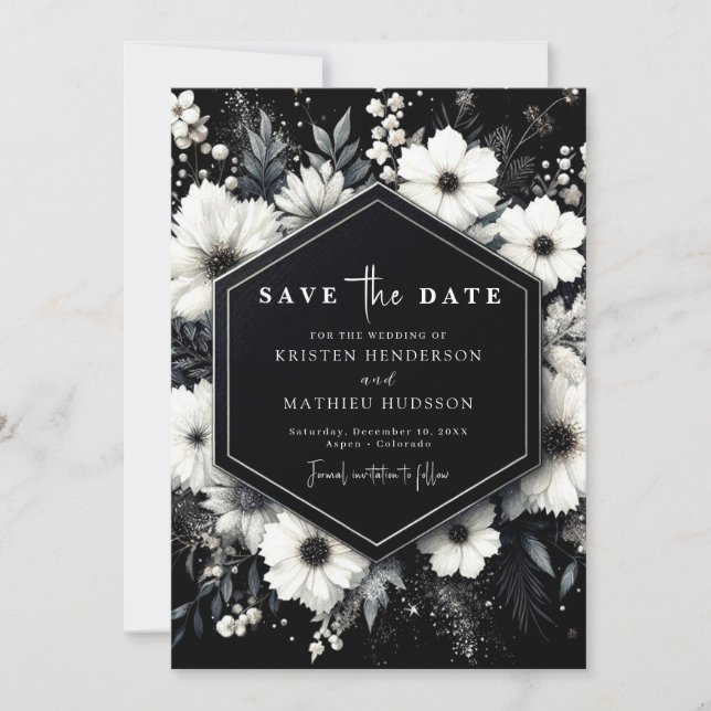 Reserve A Data Casamento Floral Branco Simples Elegance (Frente)