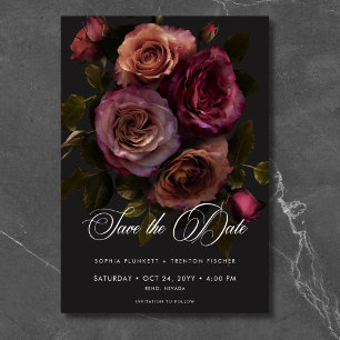 Reserve A Data Casamento Floral Burgundy e Ferrugem Silenciado El