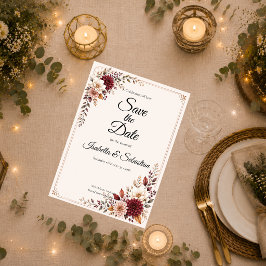 Reserve A Data Casamento Floral Burgundy Rústico
