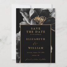 Casamento Floral Chic Elegante Preto e Dourado