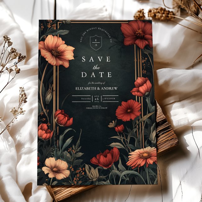 Reserve A Data Casamento Floral Clássico Art Nouveau (Criador carregado)