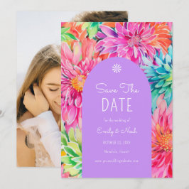 Reserve A Data Casamento Floral Colorido Moderno de Aquarela Trop