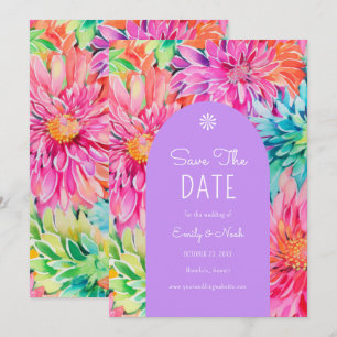 Reserve A Data Casamento Floral Colorido Moderno de Aquarela Trop