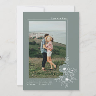 Reserve A Data Casamento Floral com Anêmona Verde Mínimo