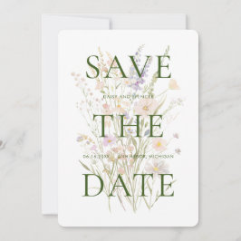 Reserve A Data Casamento Floral com Aquarela Moderna