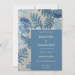 Reserve A Data Casamento Floral Com Título Azul Salvar A Data