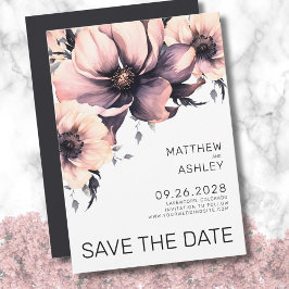 Reserve A Data Casamento Floral Cor-de-Rosa Simples Moderno