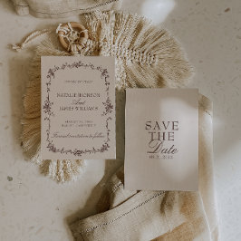 Reserve A Data Casamento Floral Creme Marrom Chocolate Old Money