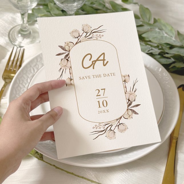 Reserve A Data Casamento Floral de Algodão Rústico (Criador carregado)