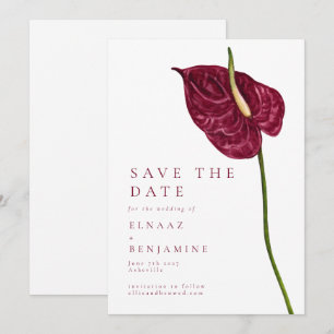 Reserve A Data Casamento Floral de Anthurium com Aquarela Minimal