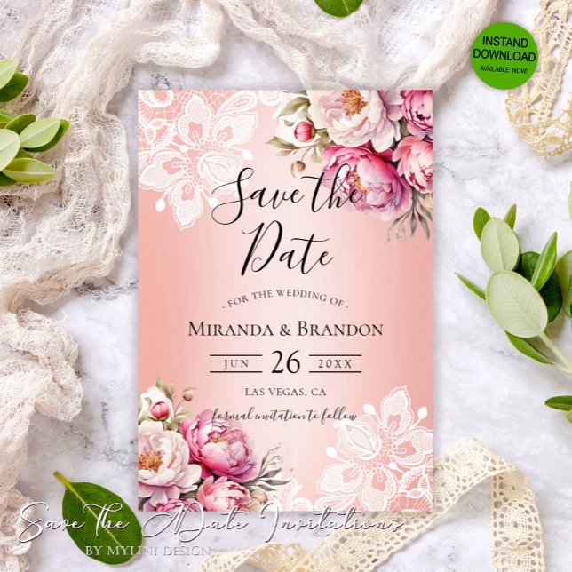 Reserve A Data Casamento Floral de Aquarela Dourada Elegante (Criador carregado)
