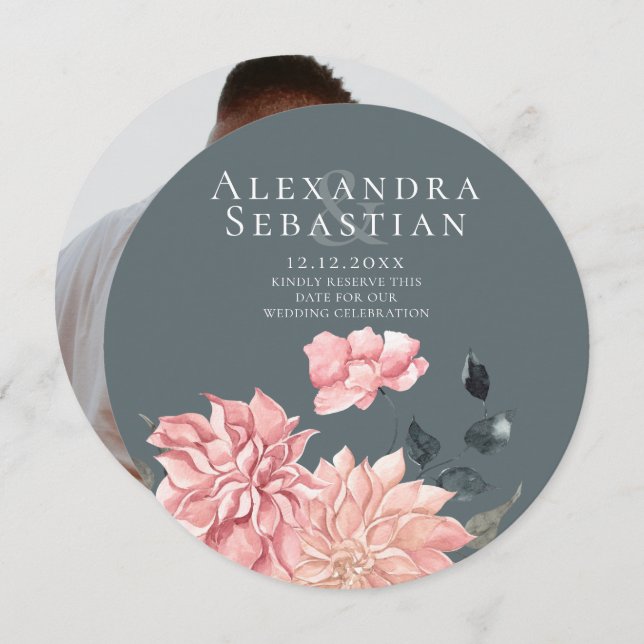 Reserve A Data Casamento Floral De Aquarela Elegante Salvar A Dat (Frente/Verso)