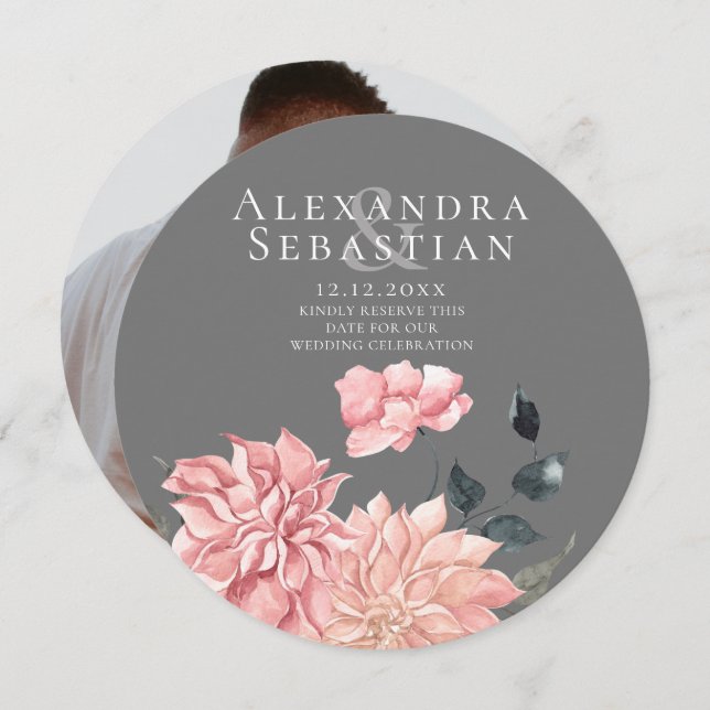 Reserve A Data Casamento Floral De Aquarela Elegante Salvar A Dat (Frente/Verso)