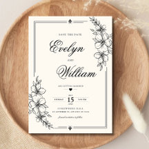 Casamento Floral de Caligrafia Moderna Elegante
