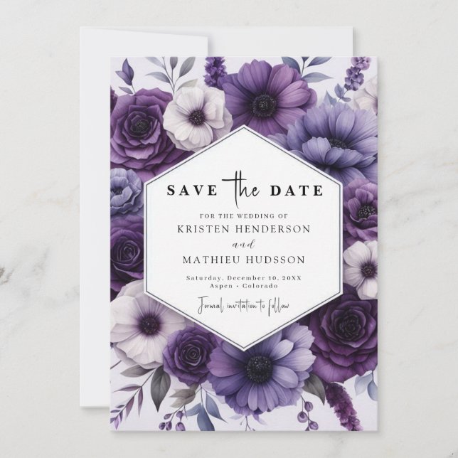 Reserve A Data Casamento Floral De Chic Bloom Purple (Frente)