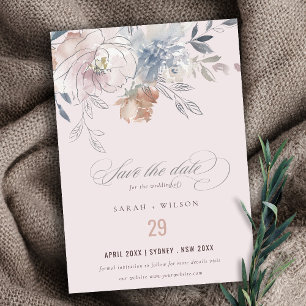 Reserve A Data Casamento Floral de Cor de Água com Blush Chic