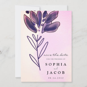 Reserve A Data Casamento Floral de Cor de Água Dourada Violeta 