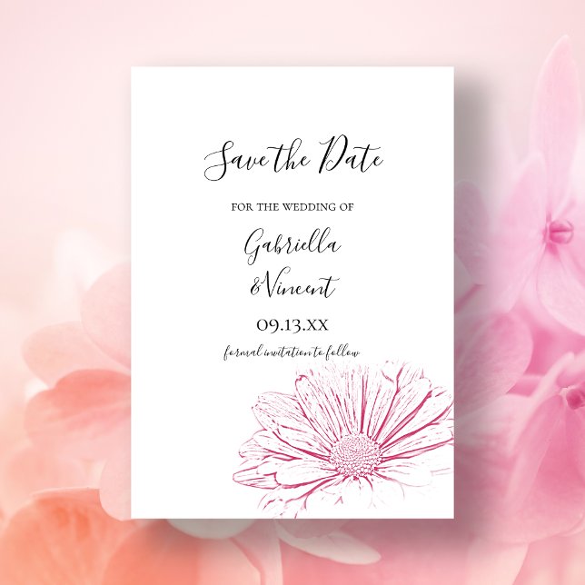 Reserve A Data Casamento Floral de Efeito de Margarida Rosa Salve (Criador carregado)