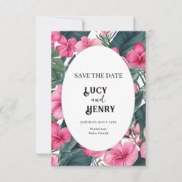 Reserve A Data Casamento Floral de Férias Rosa Tropical